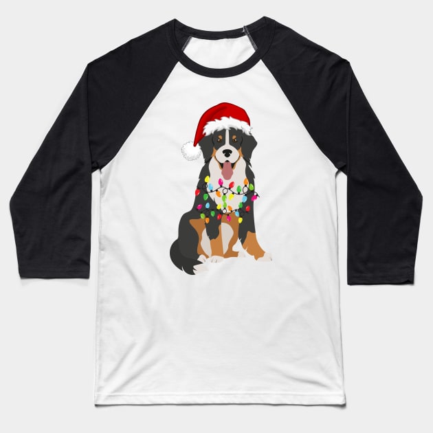 Bernese Holiday Christmas Light - Funny Bernese Mountain Dog Lights Christmas in Santa Hat Holiday Santa Baseball T-Shirt by Famgift